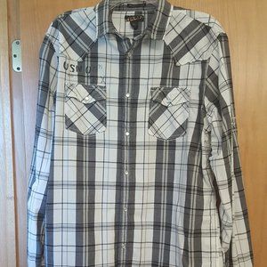 Helix Athletic-Fit Plaid Western Button-Down Shirt